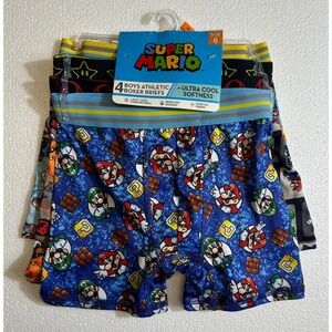 Super Mario Boys Athletic Boxer Briefs 4 Pack Size 6 Light Cool Moisture Wicking